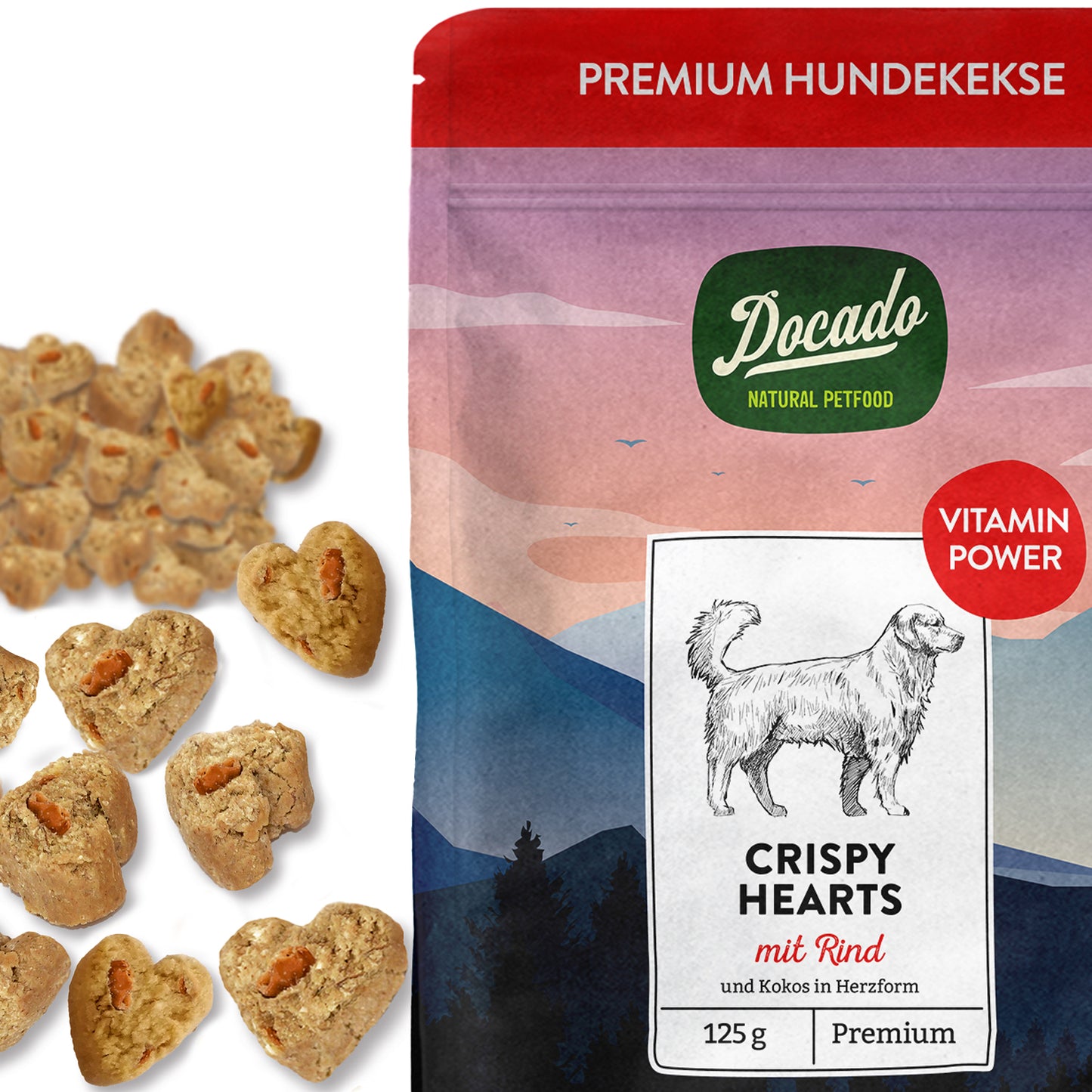 "Crispy Hearts" Premium Kekse mit Rind